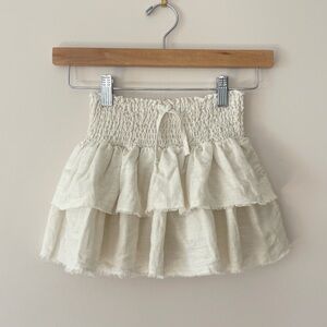 ZARA NWOT Soft Ivory Tiered Layered Ruffle Smocked Waist Skirt